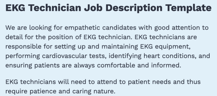 EKG Technician Job Description Template