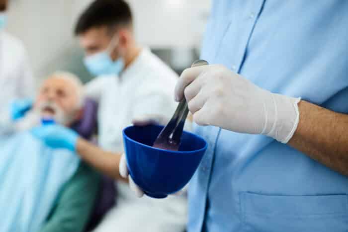 Dentist performing treatment