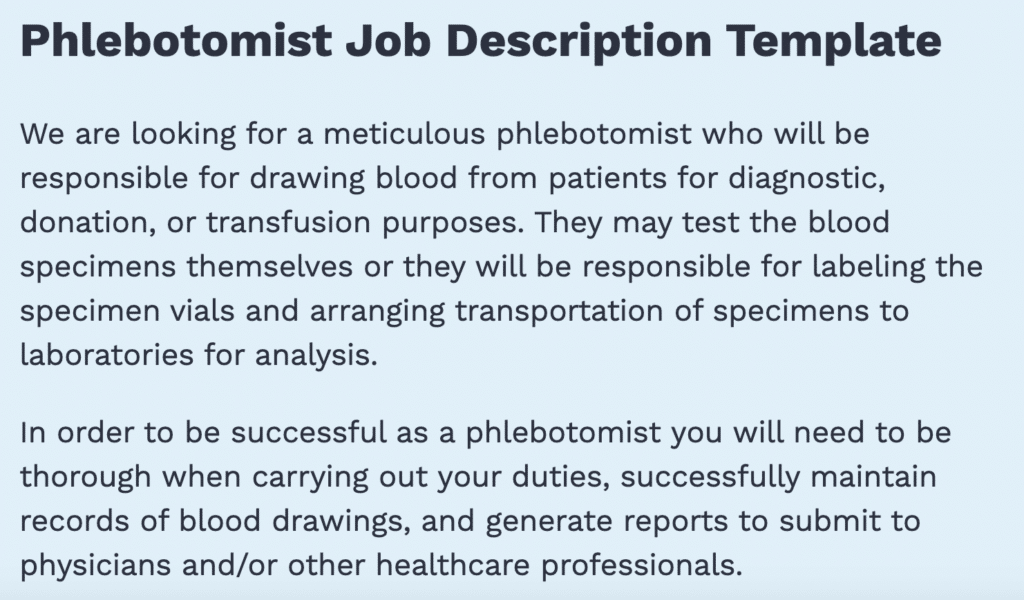 Phlebotomist Job Description Ultimate Guide 2024