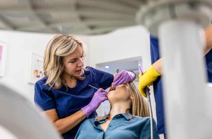 female dental assistant.