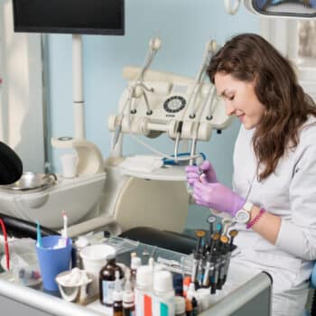 young female expanded dental assistant.